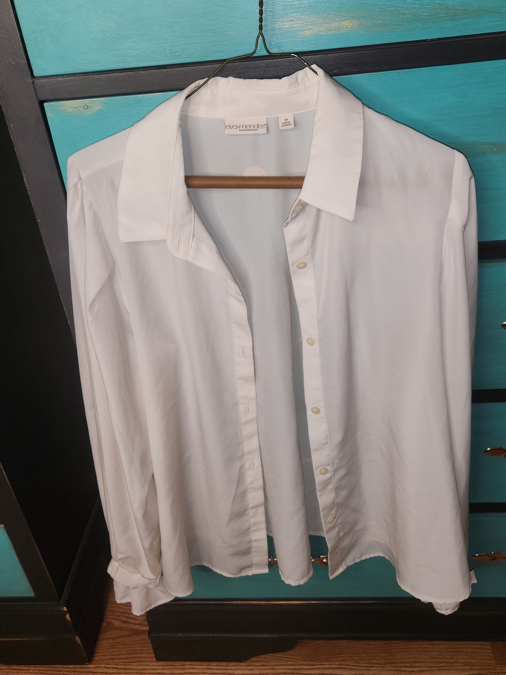eva mendes for New York & Company White Women's Casual Button-Down Shirt